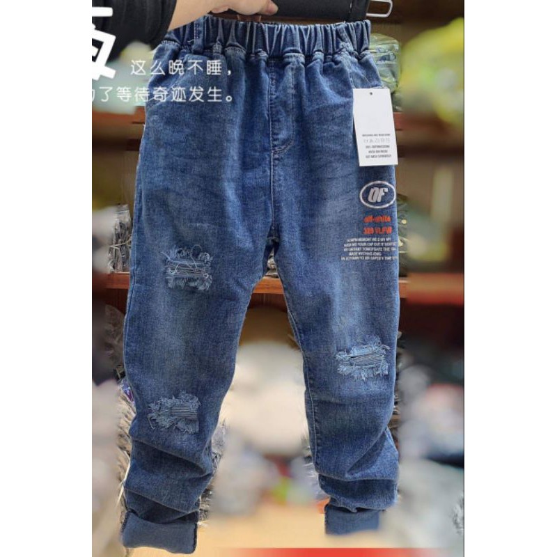 (size đại 30-44kg) Quần jean bé trai size đại dáng dài chất đẹp chuẩn form