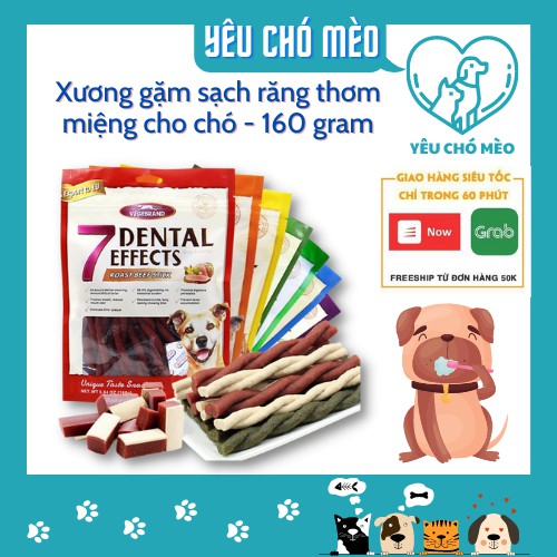 Xương gặm sạch răng thơm miệng cho chó 7 Dental Effects gói 160g - 07 Hương vị