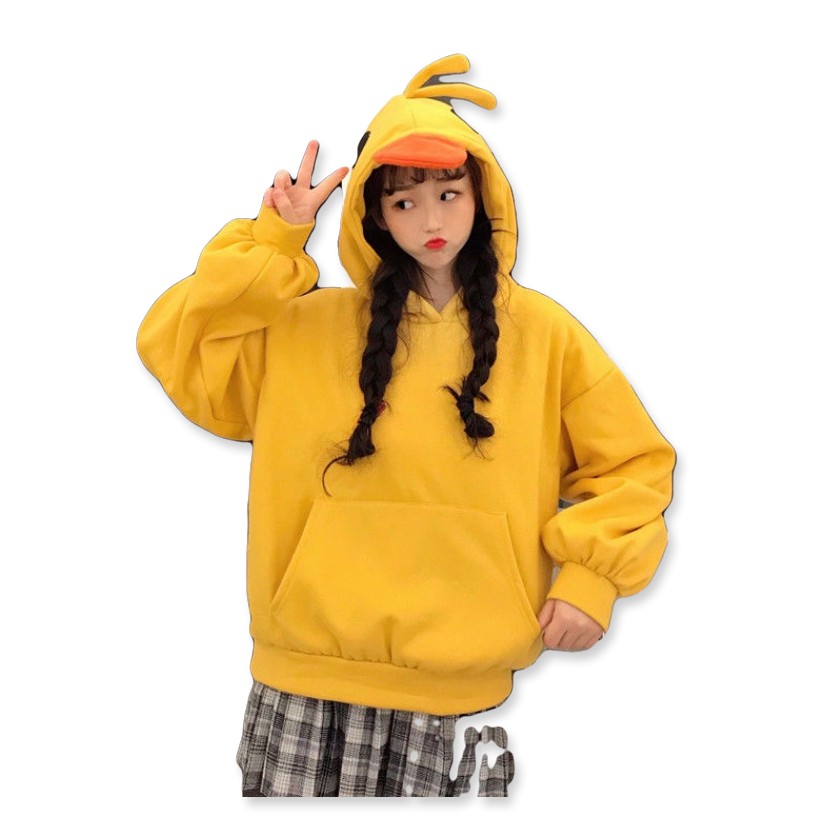 Áo khoác hoodie nam nữ in hình vịt có tai, (FreeSize dưới 65Kg), form rộng phong cách Hàn Quốc, áo hoodie form rộng unis