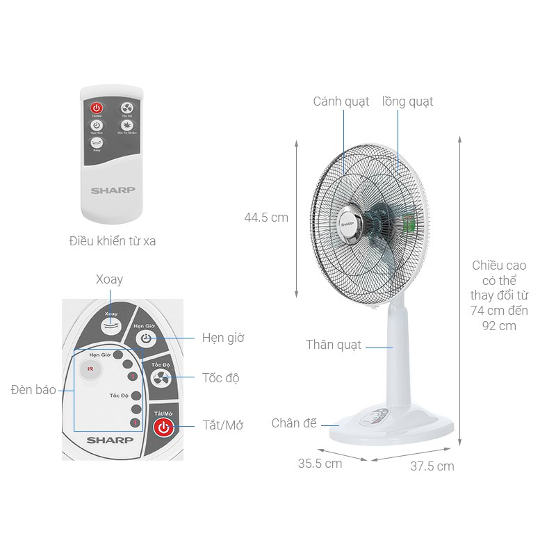 Quạt lửng Sharp PJ-L40RV | BigBuy360 - bigbuy360.vn