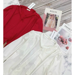Áo lụa cổ nơ ( giá sale)