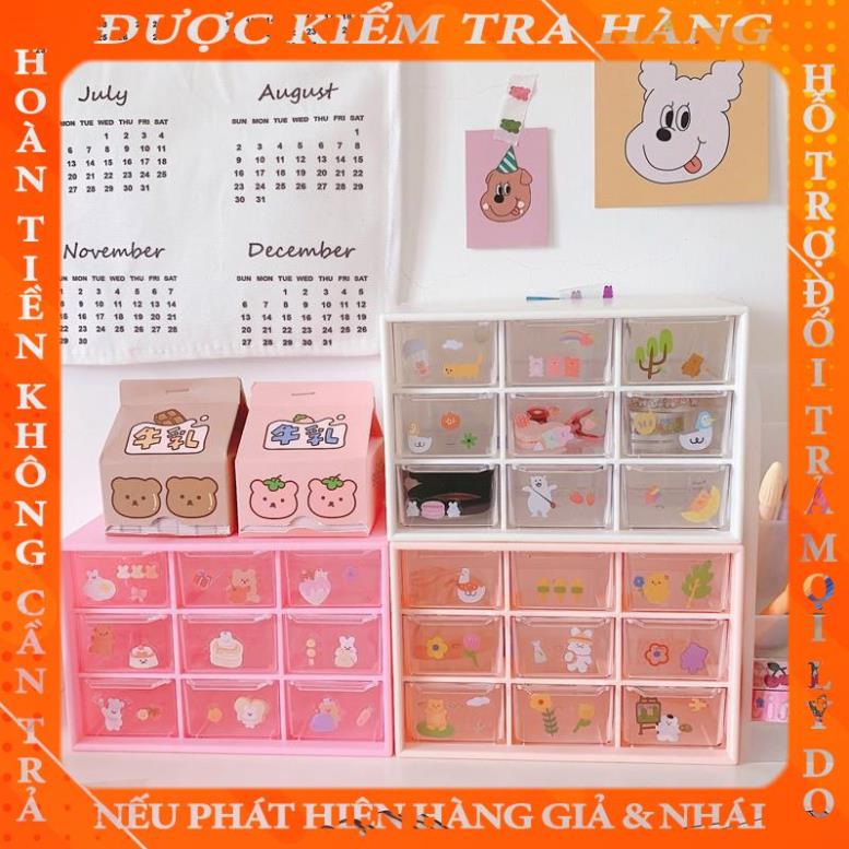 Hộp Nhựa Đựng Đồ 9 Ngăn Kéo/ Kệ (Tủ) Mini 9 Ô Để Bàn Đựng Đồ, Trang Sức, Mỹ Phẩm zpeach