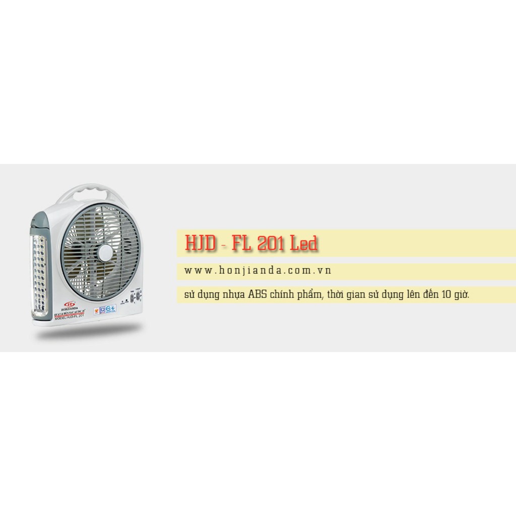 ✾⊙Quạt sạc tich điện kết hợp đèn led Honjianda HJD-FL201 ( 2 Bình )