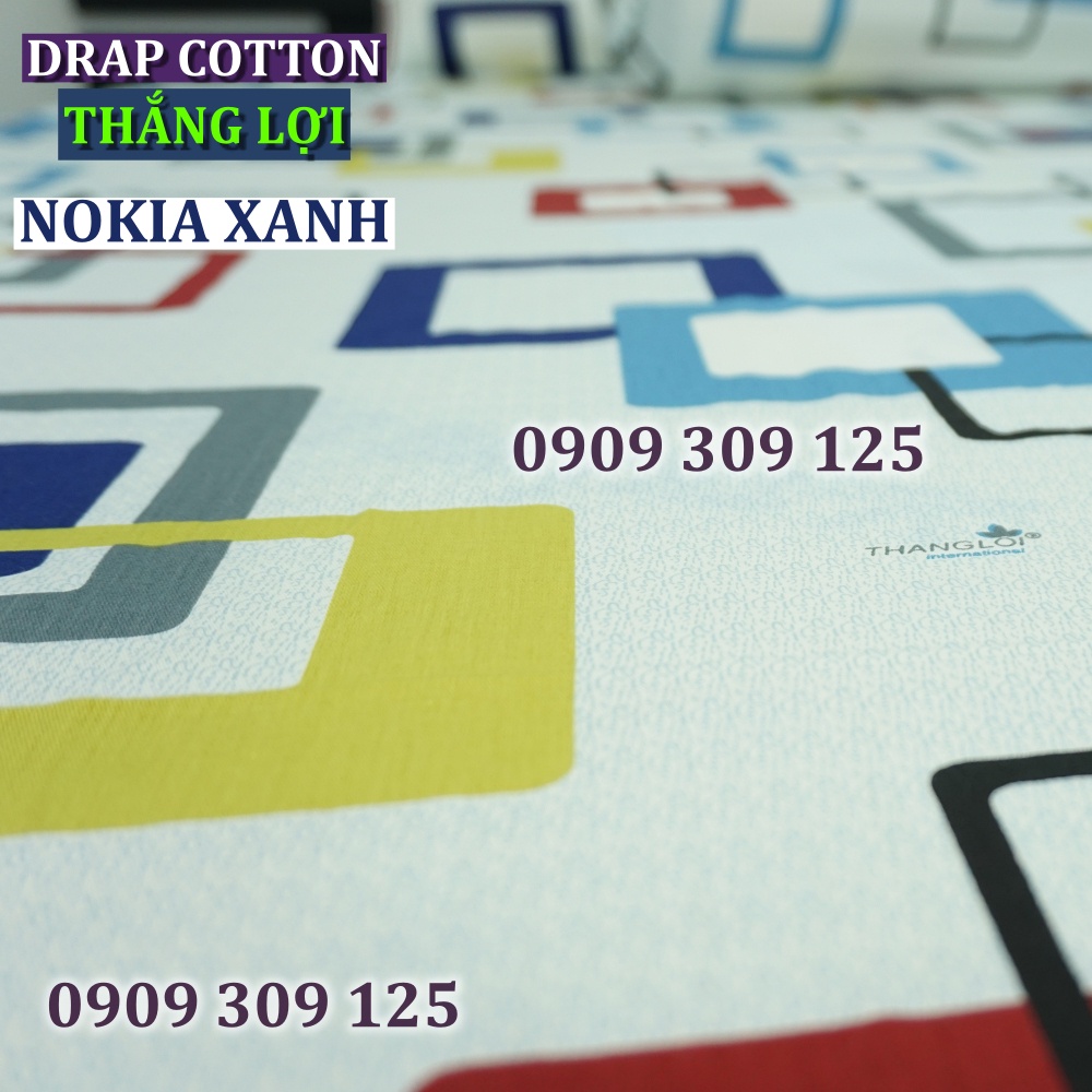 bộ ga Thắng lợi cotton, ga giường 100% chuẩn LOGO mẫu NOKIA XANH