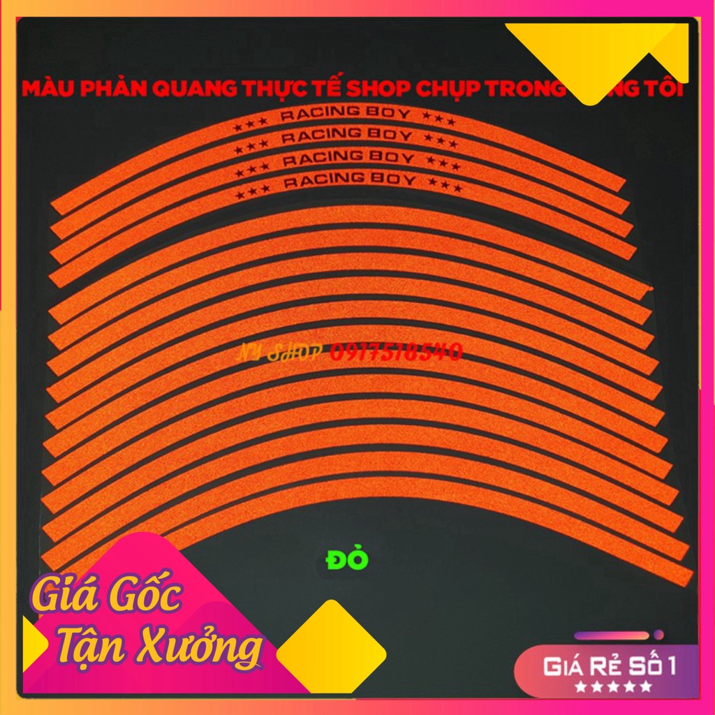 DECAL RACING PHẢN QUANG DÁN VÀNH RCB (TEM CHỈ VÀNH 1 BỘ ĐỦ DÁN 2 BÁNH)  (Ảnh Sp thật)