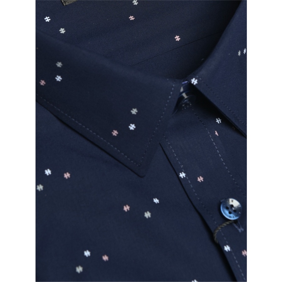 Áo Sơ Mi Nam Dài Tay Owen AS23374D Somi Công Sở Cao Cấp Màu Xanh Navy Chấm Bi Dáng Ôm Không Túi Chất Sợi Tre | BigBuy360 - bigbuy360.vn