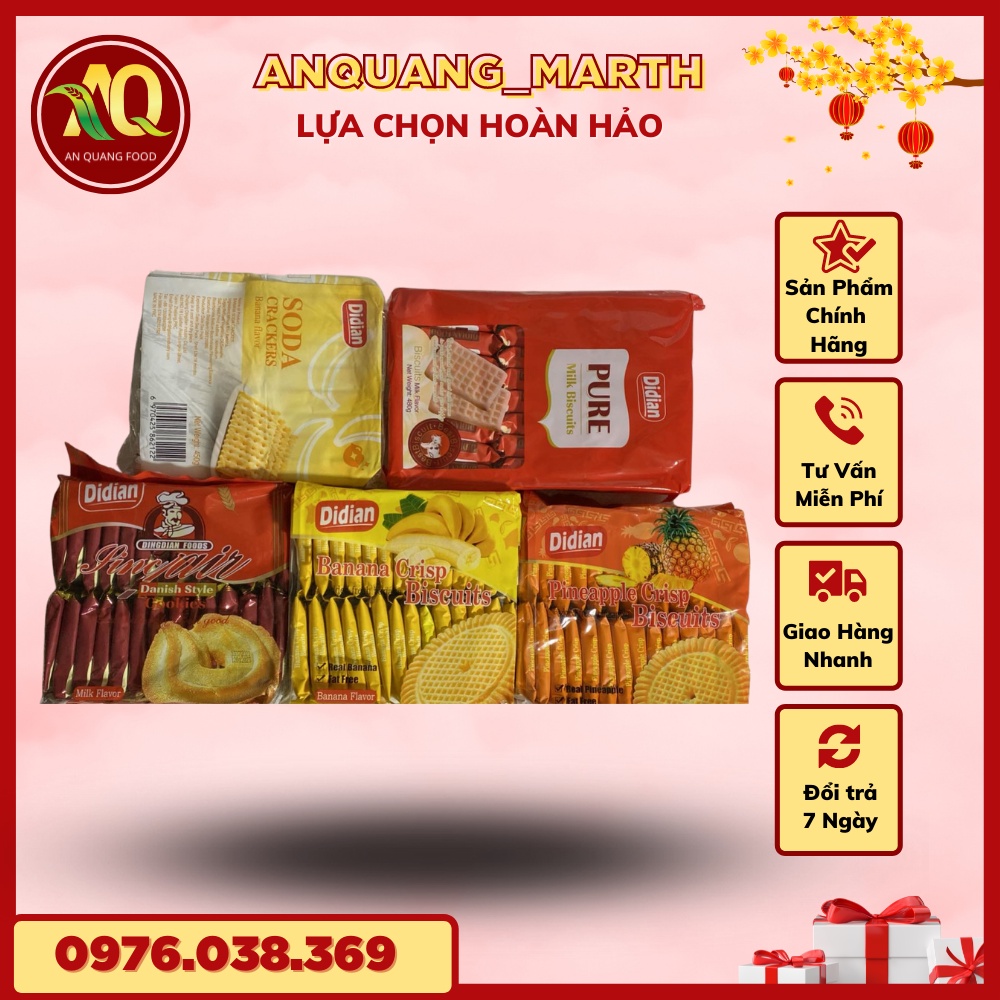 Bánh quy ANQUANG_MARTH,bánh didian vị sữa , Soda,Yến mạch , chuối , dứa gói 476gr-Hàng chất lượng