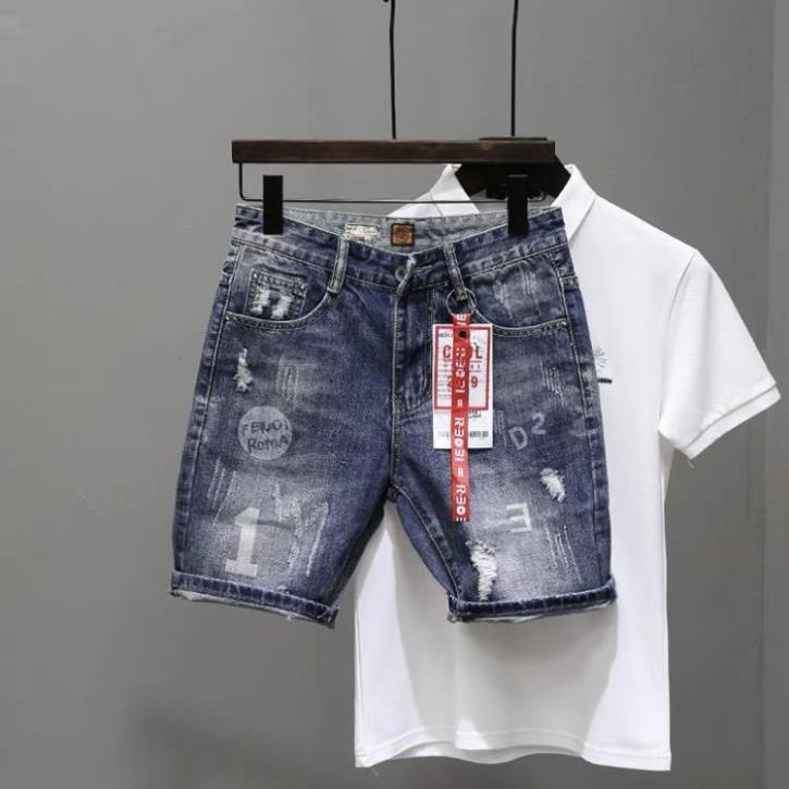 Quần Short Jean Nam Đẹp Chất Bò Co Giãn Cao Cấp, Quần Ngố rách Mẫu Mới Phong Cách Hàn Quốc ! !