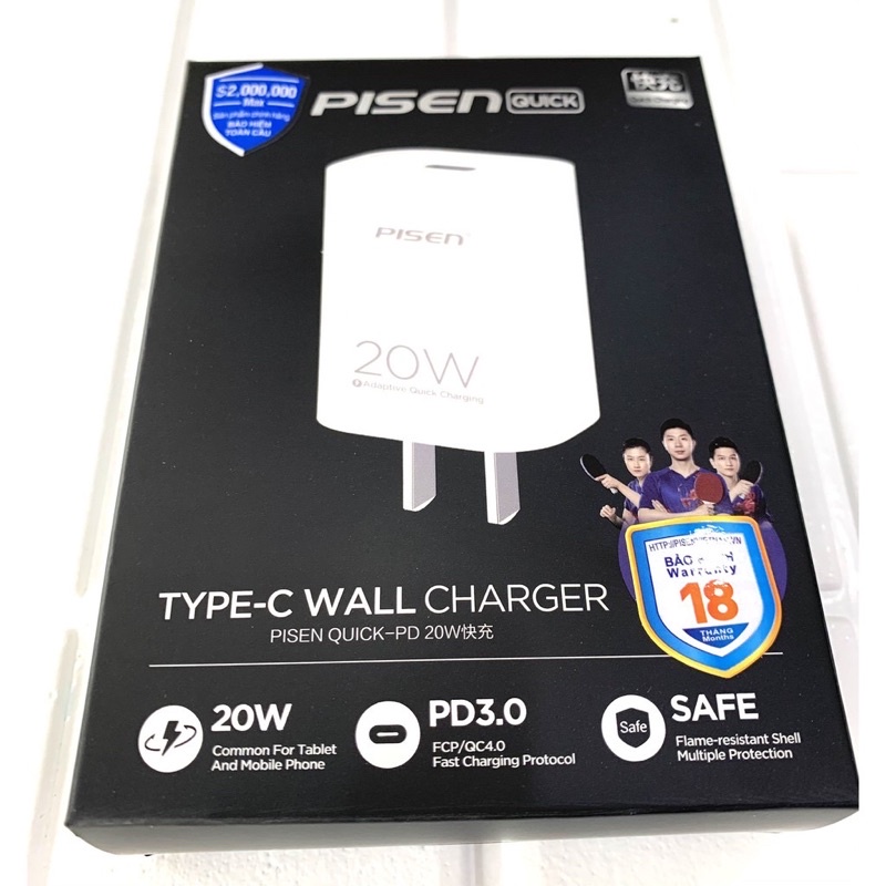 Củ sạc nhanh 20W P>I>S>E>N tốc độ cao