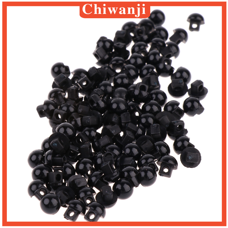 Set 100 Nút Tròn Màu Đen Hình Nấm 6mm Dành Cho Búp Bê