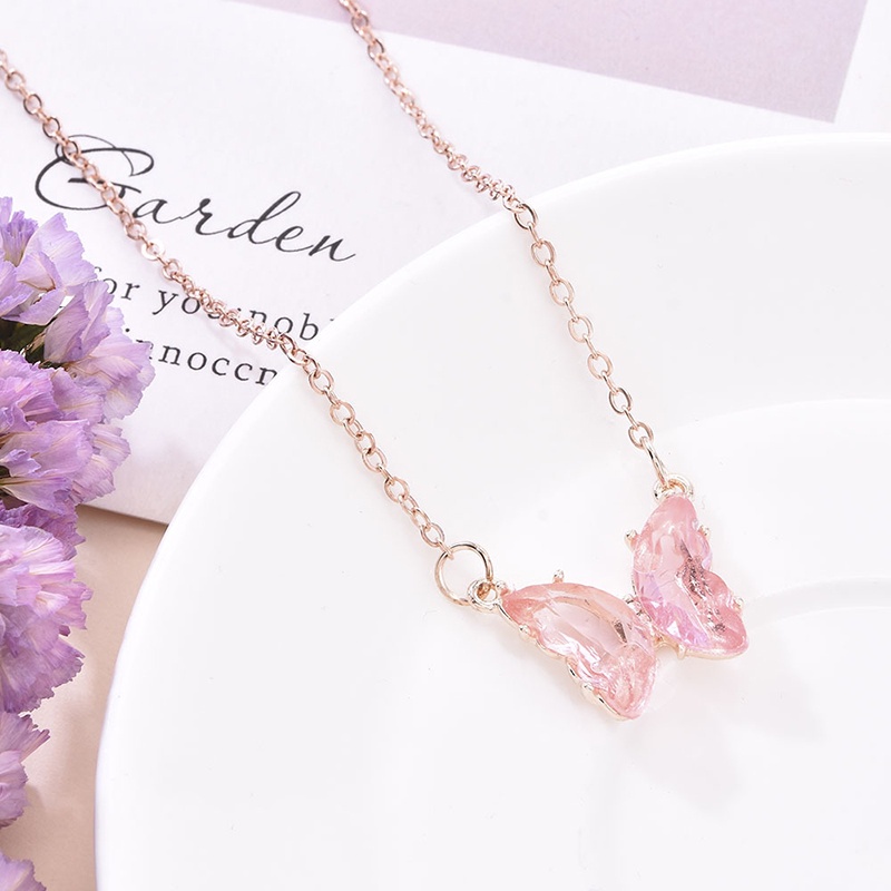 Vòng cổ Mặt Kính Hình Bướm Đính Đá Phong Cách Hàn Quốc JP5