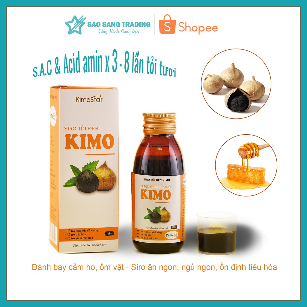 Siro tỏi đen Kimo 125ml - Black Garlic Siro | Siro ăn ngon, tăng đề kháng.