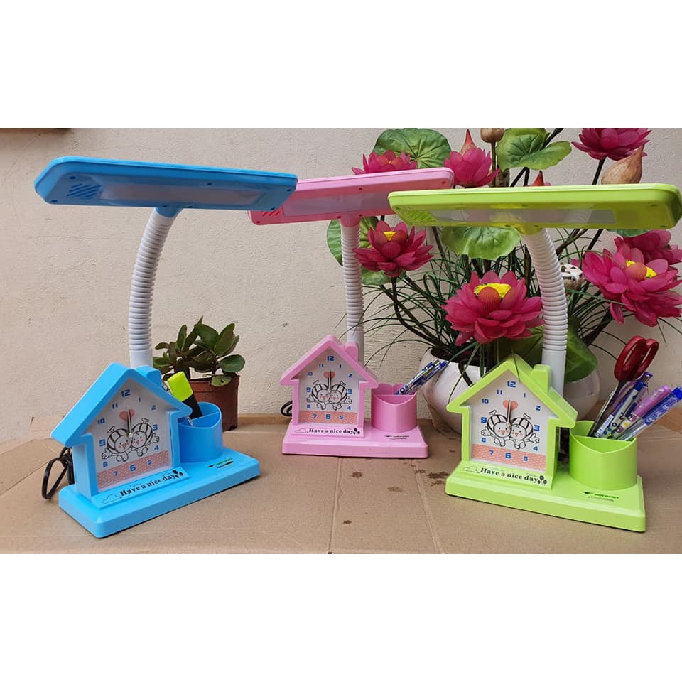 ĐÈN BÀN HỌC SINH CHỐNG CẬN THỊ MẮT VIỆT MVDH 013 - ĐÈN LED 3 CHẾ ĐỘ ÁNH SÁNG - ĐỒNG HỒ BÁO THỨC NGÔI NHÀ