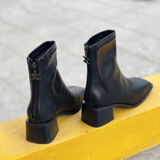 Bốt nữ cao cổ da mềm boot nữ gót 5cm giày vnxk - Kimystore