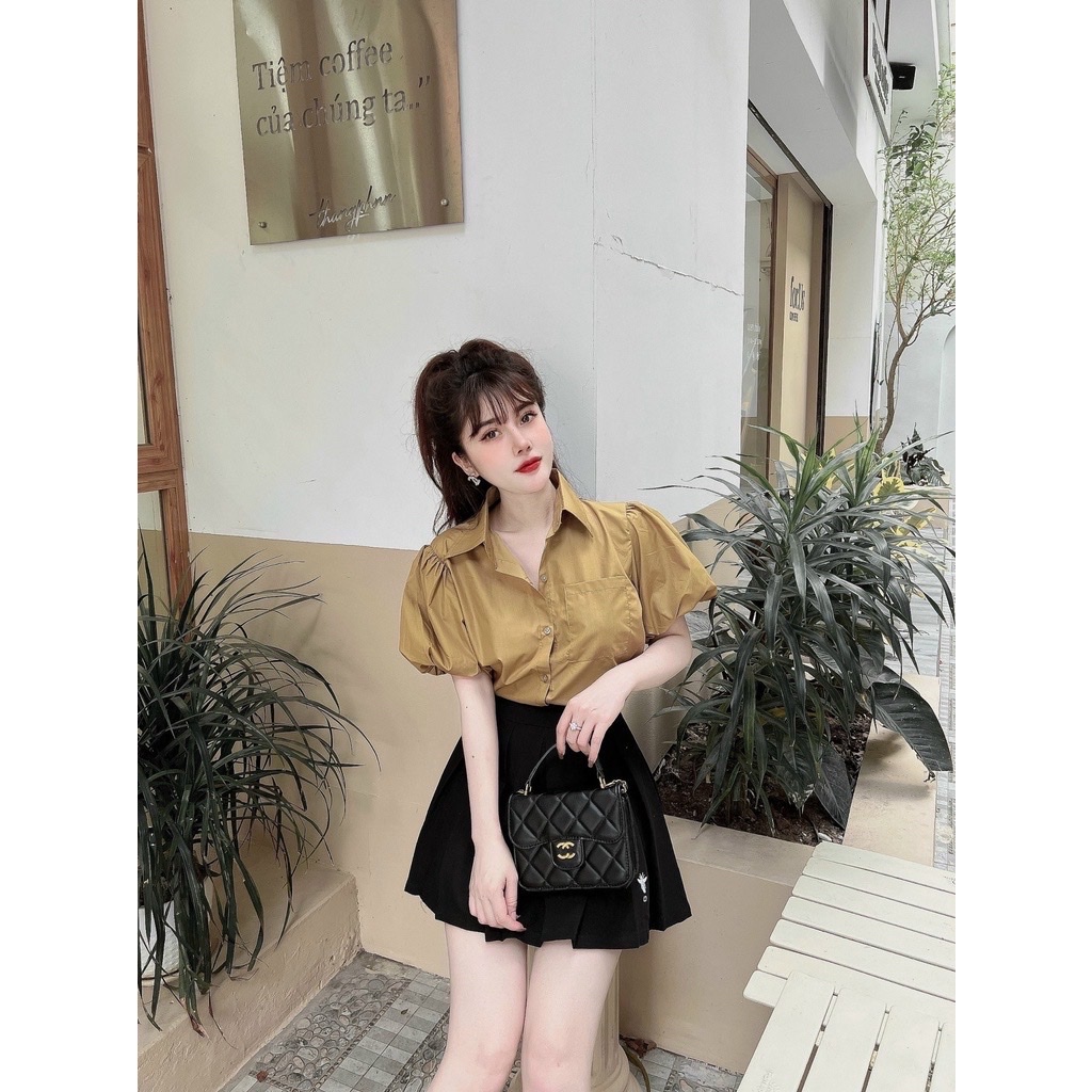 Áo sơ mi nữ tay bồng túi ngực