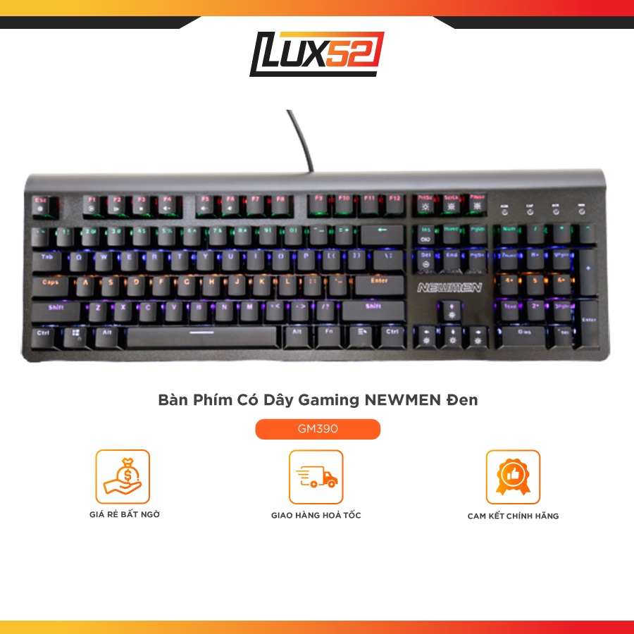 Bàn phím có dây gaming Newmen GM390 RGB đen-Bảo Hành Chính Hãng