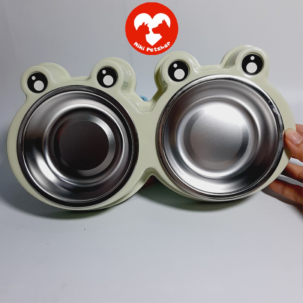 Bát Ăn Cho Mèo Bát Ăn Cho Chó Nhỏ Bát Đôi Có Chén Inox - Miki Petshop