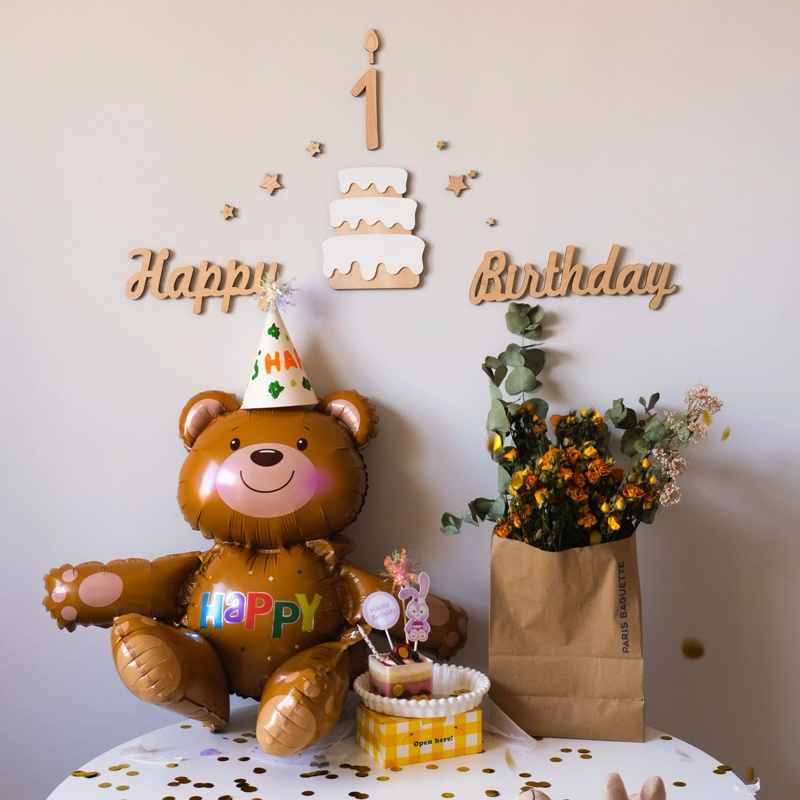 Bong Bóng Hình Gấu 3D Bằng Lá Kim Loại Trang Trí Tiệc Sinh Nhật/Đám Cưới