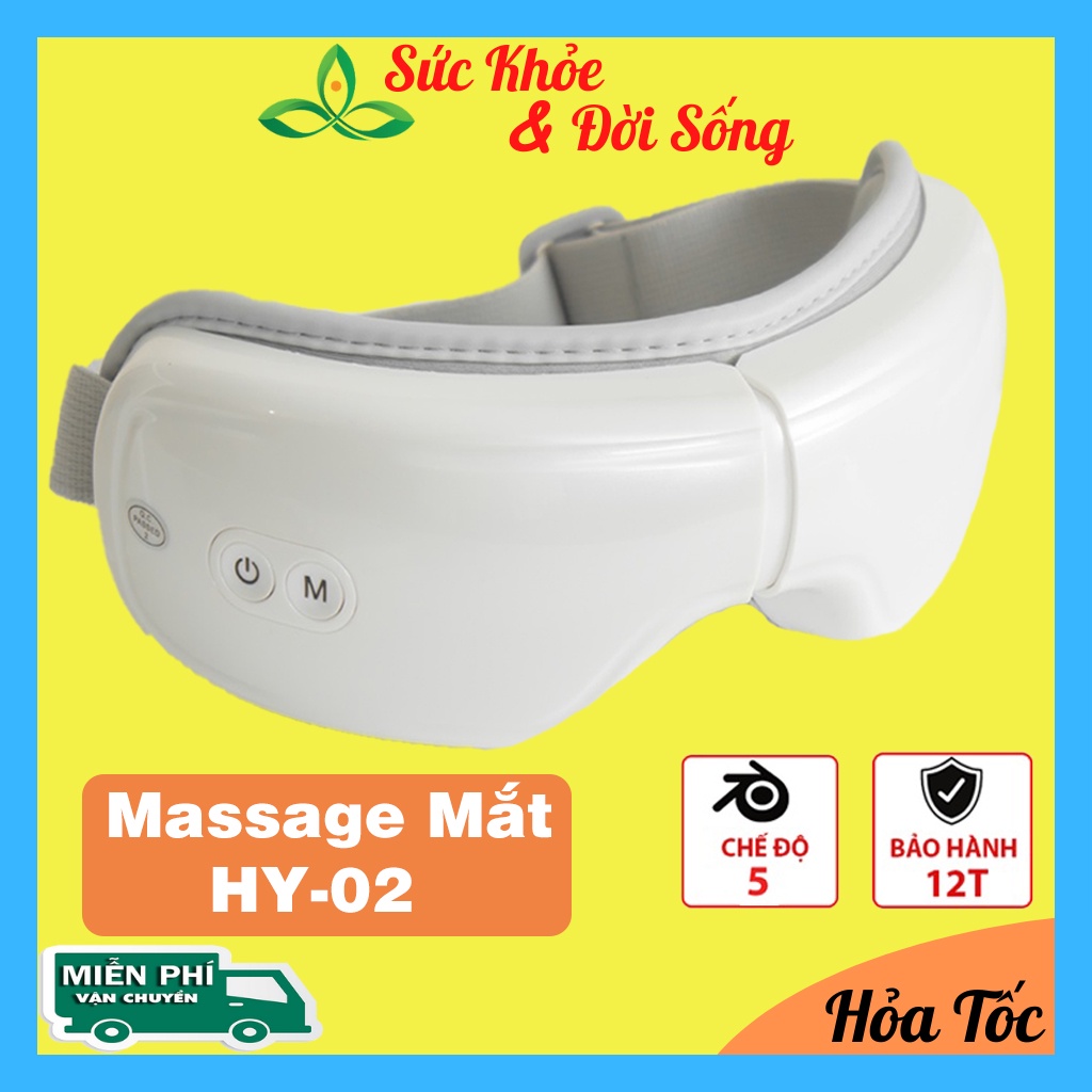 Máy massage mắt HY-02 có bluetooth phát nhạc, trị mỏi mắt bọng mắt quầng thâm giảm nếp nhăn - Máy massage mắt thông minh
