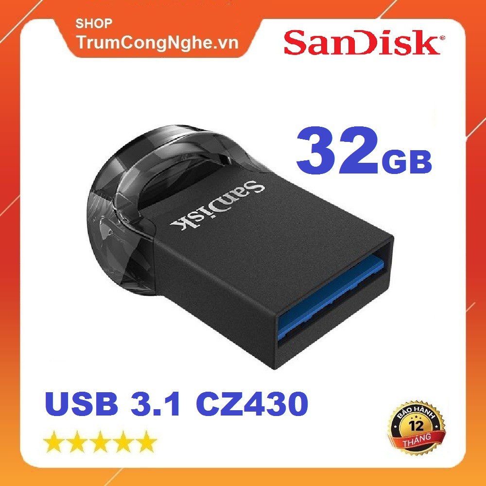 USB 3.1 SanDisk CZ430 32GB Ultra Fit Flash Drive tốc độ upto 130MB/s - Tốc độ cao | BigBuy360 - bigbuy360.vn