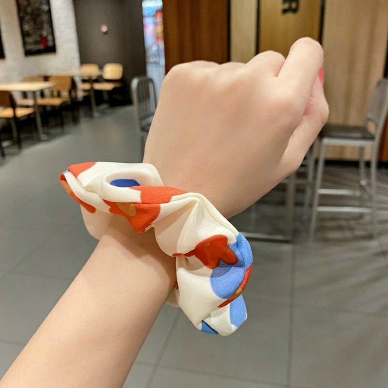 Cột Tóc Vải Scrunchies Họa Tiết Hoa Quả Hàn Quốc