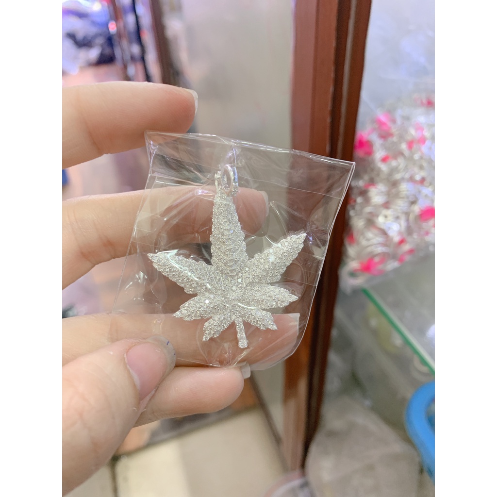 Mặt dây chuyền hình lá phong chất liệu bạc ta đính đá cho nam-Minh Tâm Jewelry