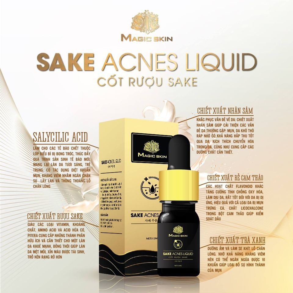Serum mụn không sưng cốt rượu sake Sake Acnes Liquid Magic Skin - MS.021