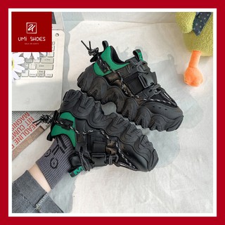 [LOẠI ĐẸP] Giày thể thao ulzzang nâng độn đế cao 5cm răng cưa viền YM đơn giản màu đen cá tính năng động đi học đi chơi