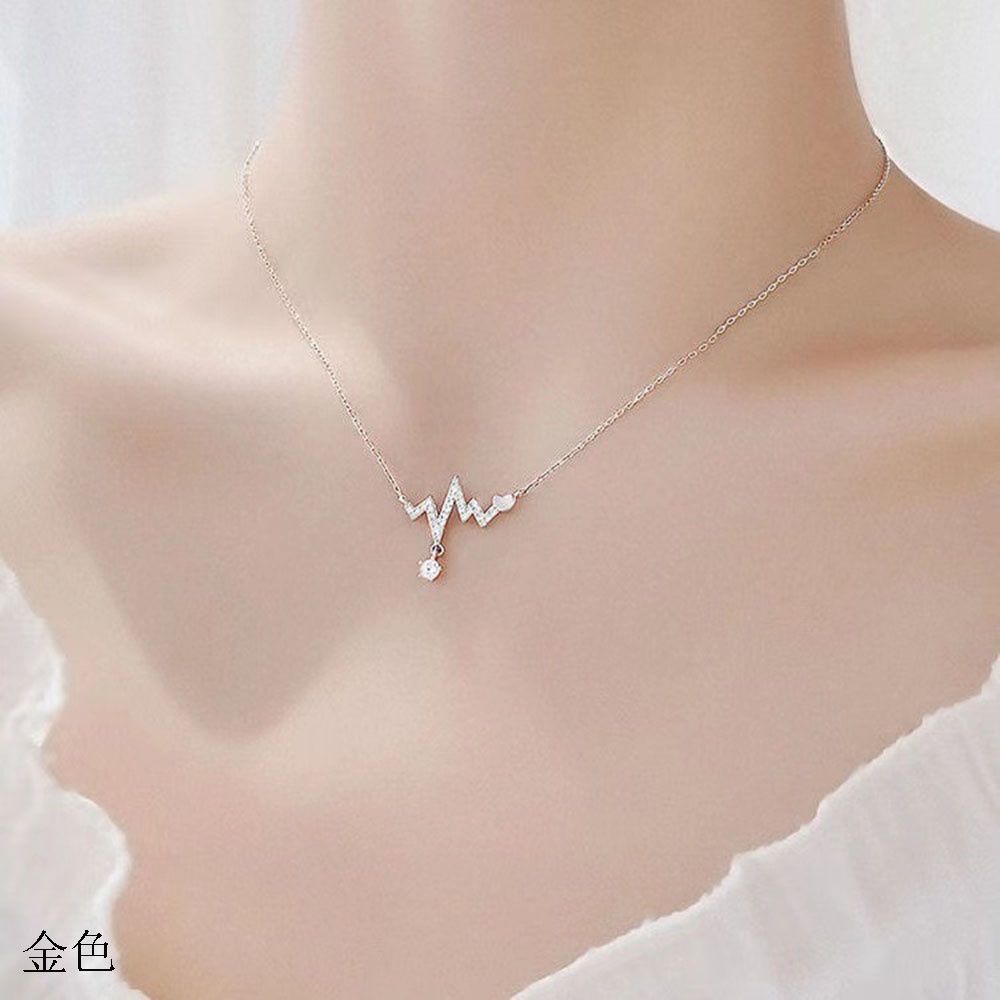 Vòng cổ Nữ Mặt Hình Nhịp Tim Phong Cách Hàn Quốc