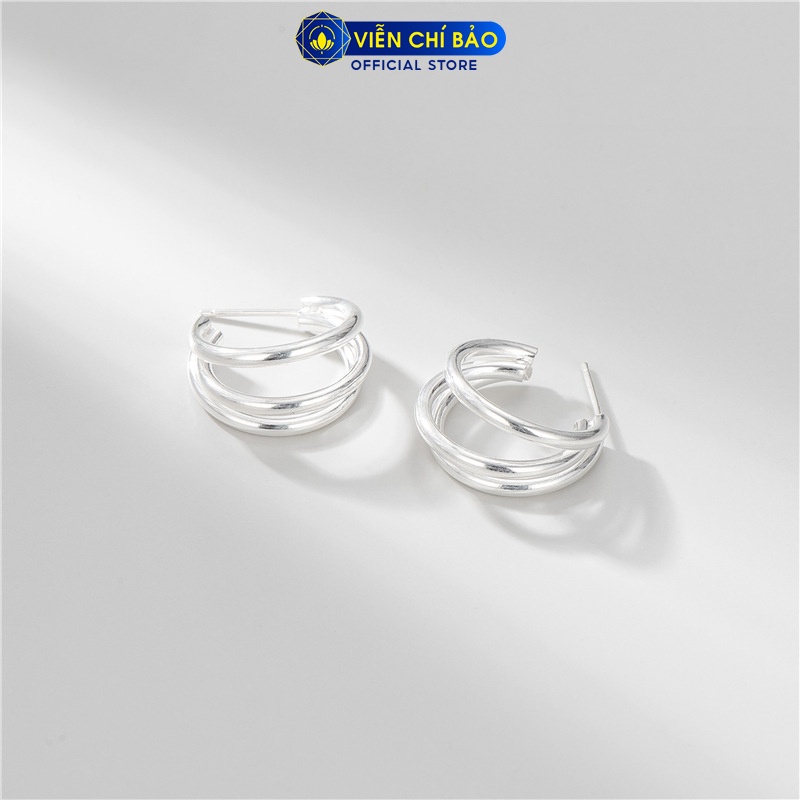 Bông tai bạc nữ 3 vòng chữ C chất liệu bạc Thái 925 thời trang phụ kiện trang sức nữ Viễn Chí B000287