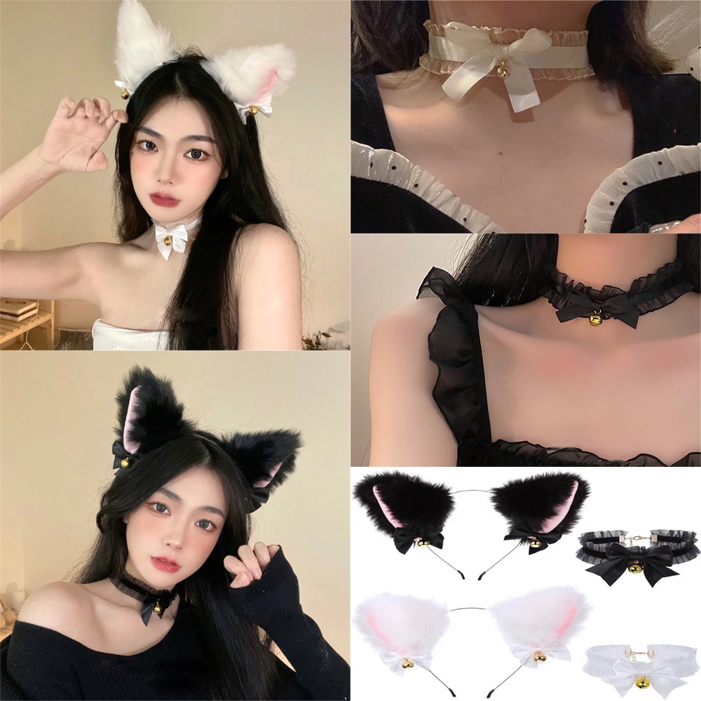 Vòng Cổ Choker Phối Ren Màu Trắng/Đen Phong Cách Cổ Điển Cho Nữ