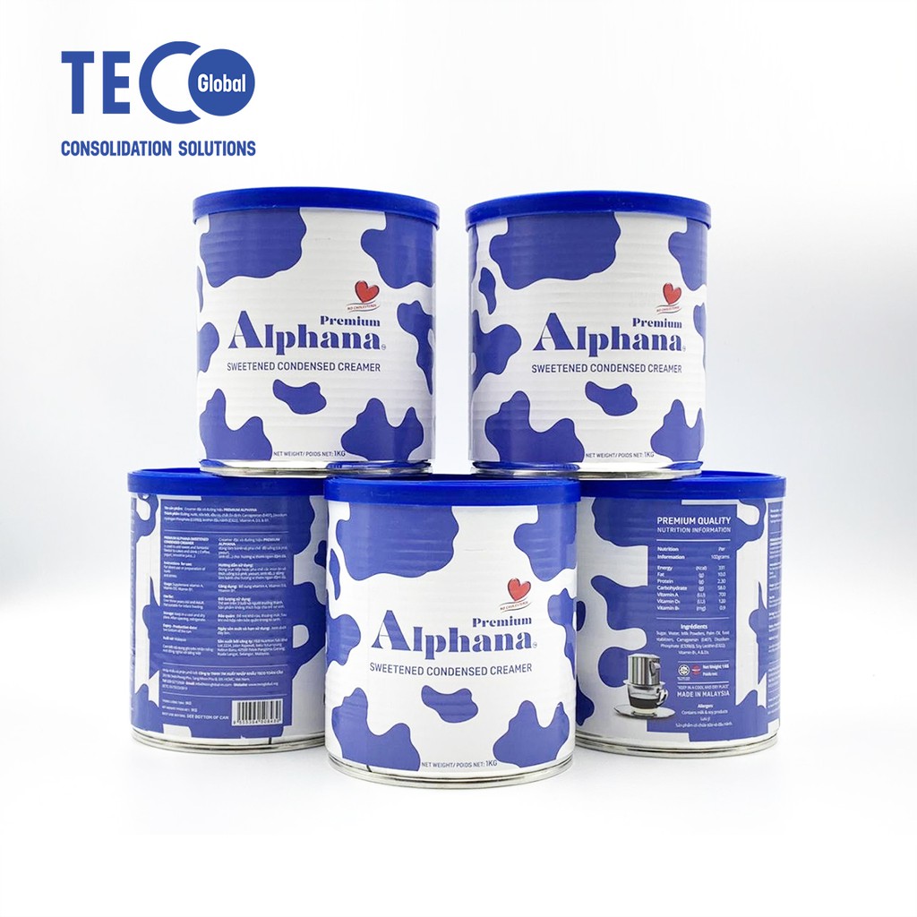 Combo 4 lon Sữa đặc có đường Premium Alphana Malaysia 1kg gàu Protein vtamin A D3 B1 - không Cholesterol
