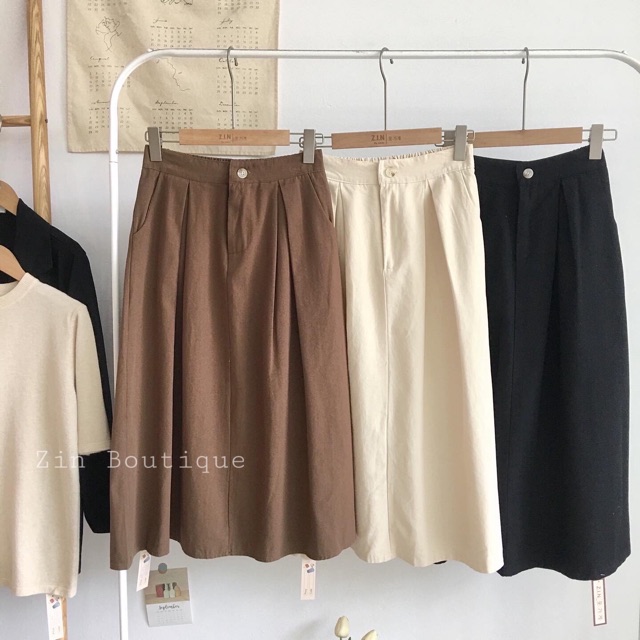 Chân váy midi dáng xòe chữ A- Chân váy chữ A công sở chất kaki