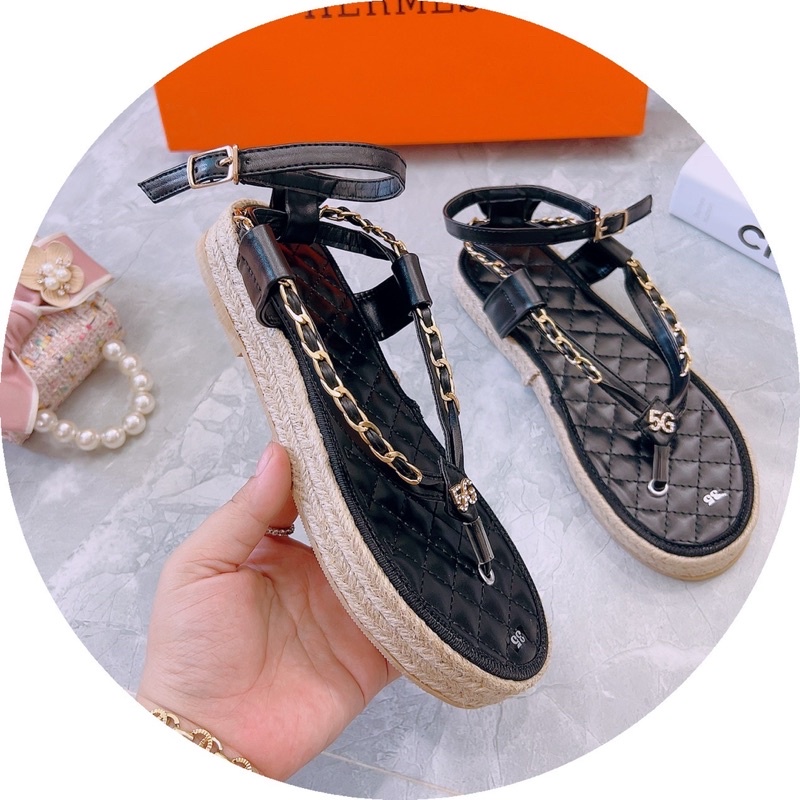 Dép sandal Hiền hồ xỏ ngón xích đế cói siêu nhẹ hàng đẹp