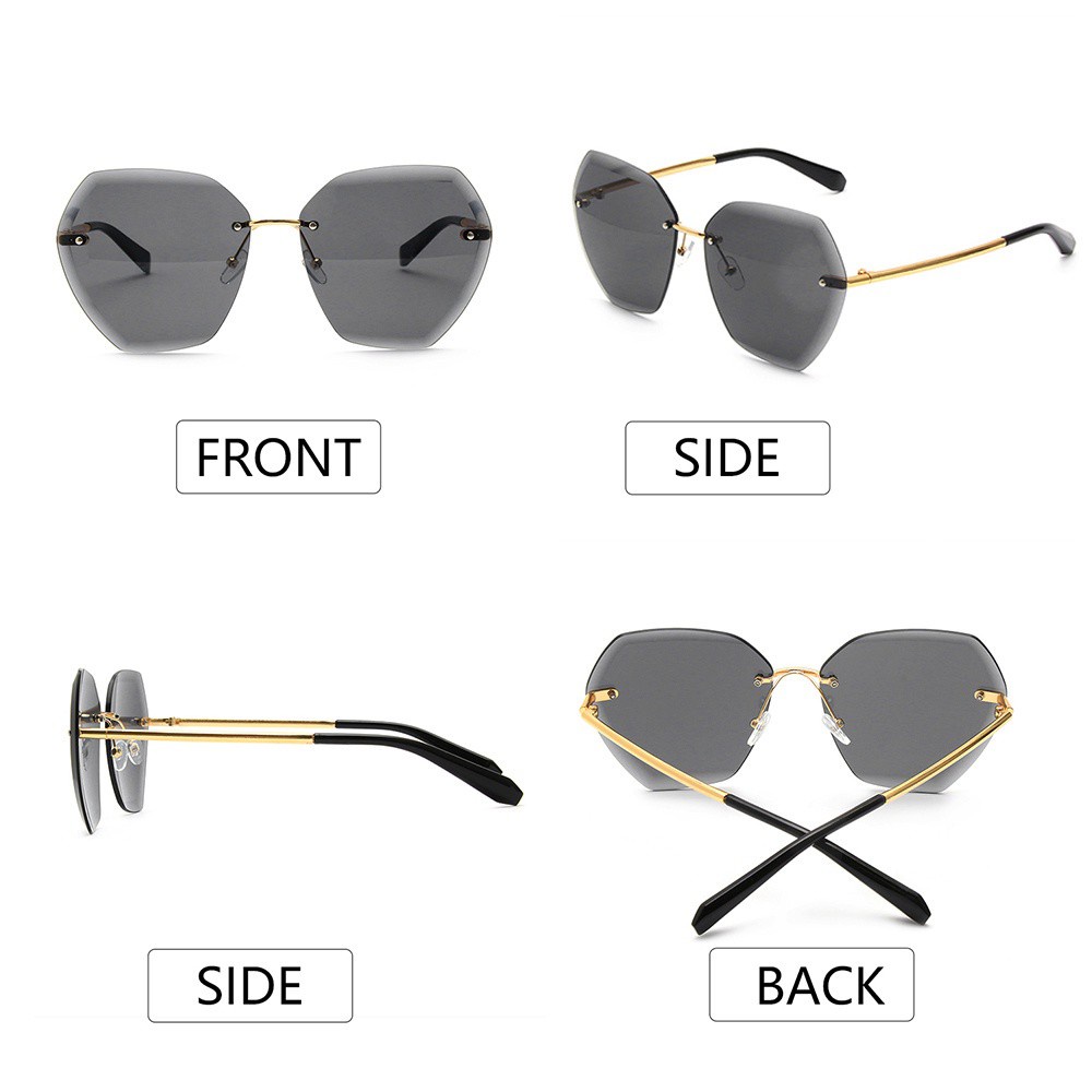 Kính Mát Không Gọng Chống Tia Uv400 Thời Trang Cổ Điển Cho Nữ