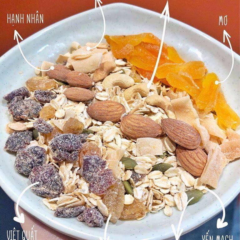 Ngũ cốc Granola YẾN MẠCH PHUN CHÂN KHÔNG MẬT ONG HŨ 500g -HKFoods- ăn vặt văn phòng