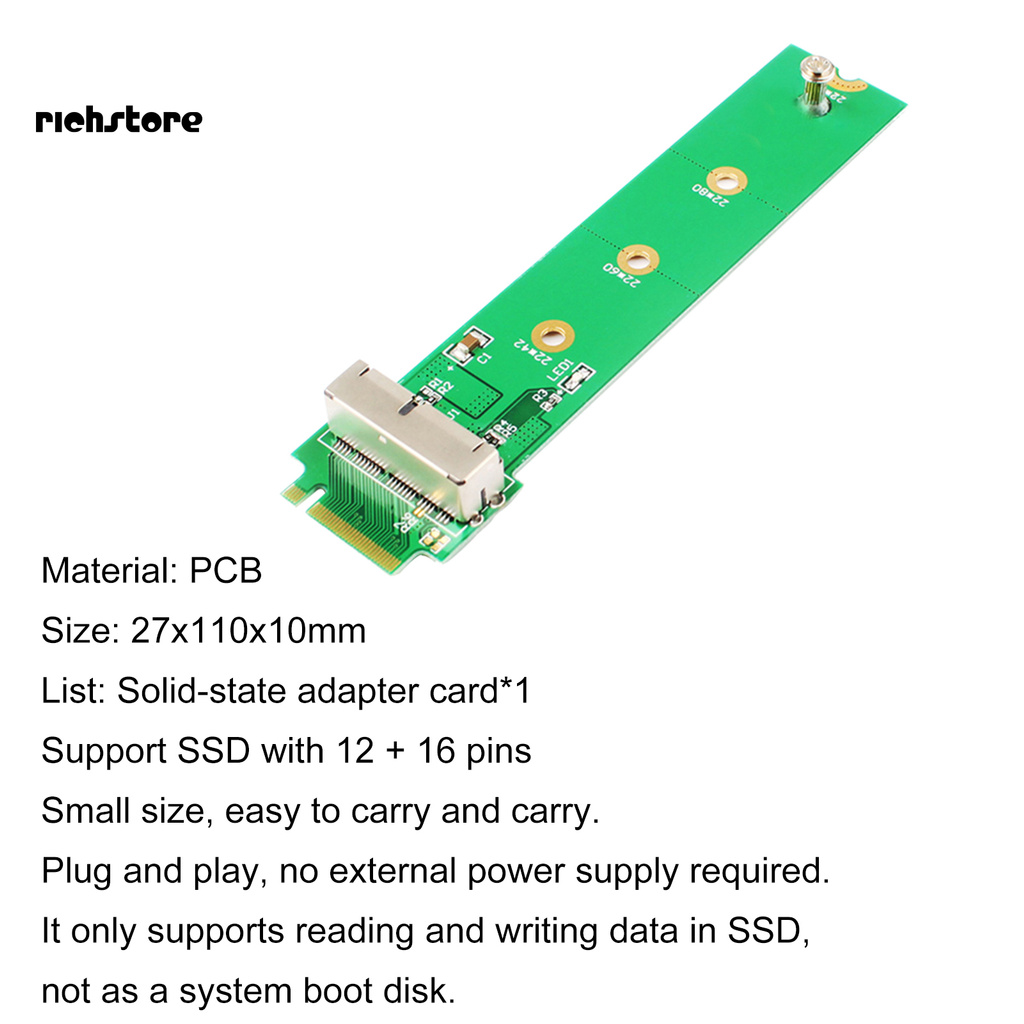 Card Chuyển Đổi Xdnzx Ssd 12 + 16-pin Sang M.2 Ngff Cho Macbook 2013 / 2014 / 2015