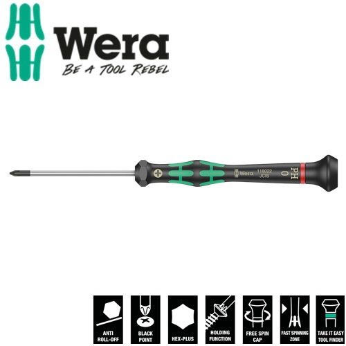 Tua vít điện tử 4 cạnh 2050 PH0x 60mm ứng dụng trong điện tử và cơ khí chính xác Wera 05118022001