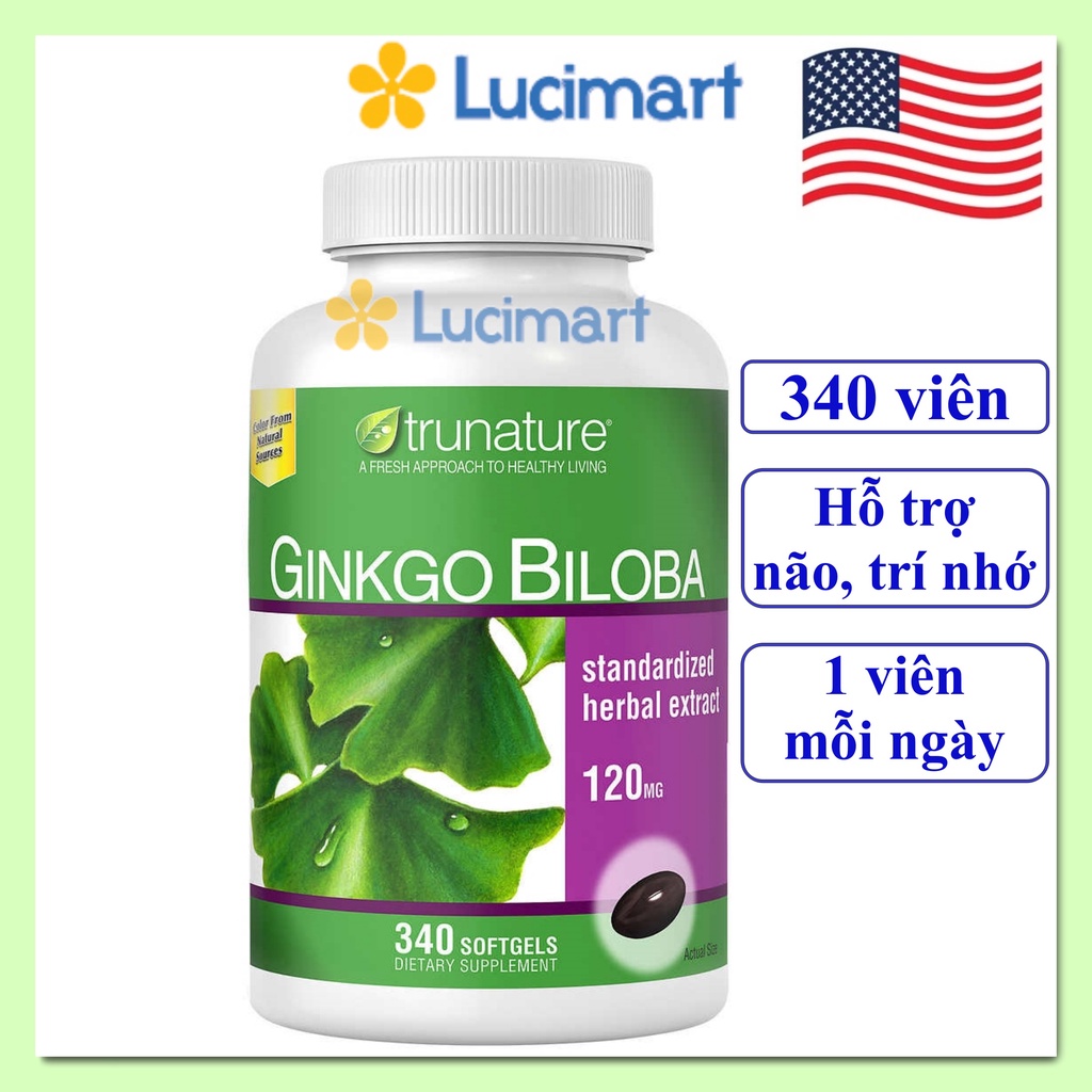 Viên uống bổ não Ginkgo Biloba 120mg hũ 340 viên [Hàng Mỹ hạn dùng 2024]