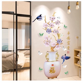 Decal Bình hoa tím xinh xắn 1m2 rong 80cm