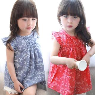 Đầm tay xòe in hoa cho bé 050