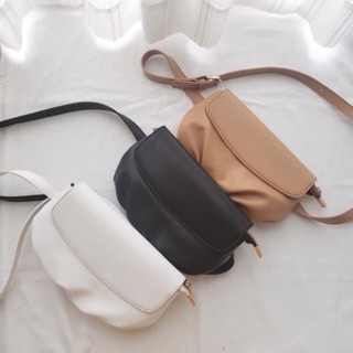 Túi đeo chéo da pu mềm 3 màu đen trắng nâu  ulzzang style, korean style, đầm váy