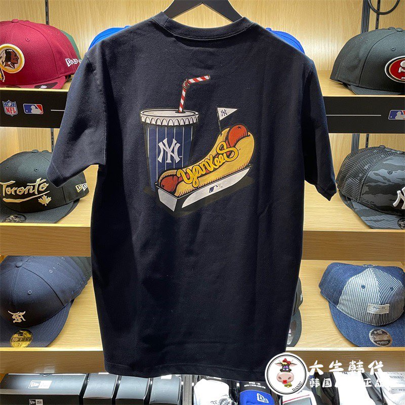 Áo thun tay lỡ MLB yankee hot dog , áo thun unisex nam nữ cotton ,hàng Việt Nam xuất dư , cocmer_vn