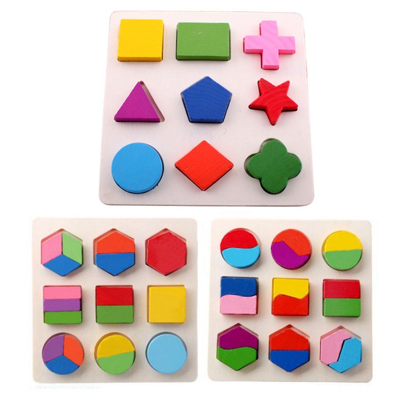 Đồ Chơi Gỗ Montessori Lắp Ghép Hình Học Giáo Dục Cho Bé