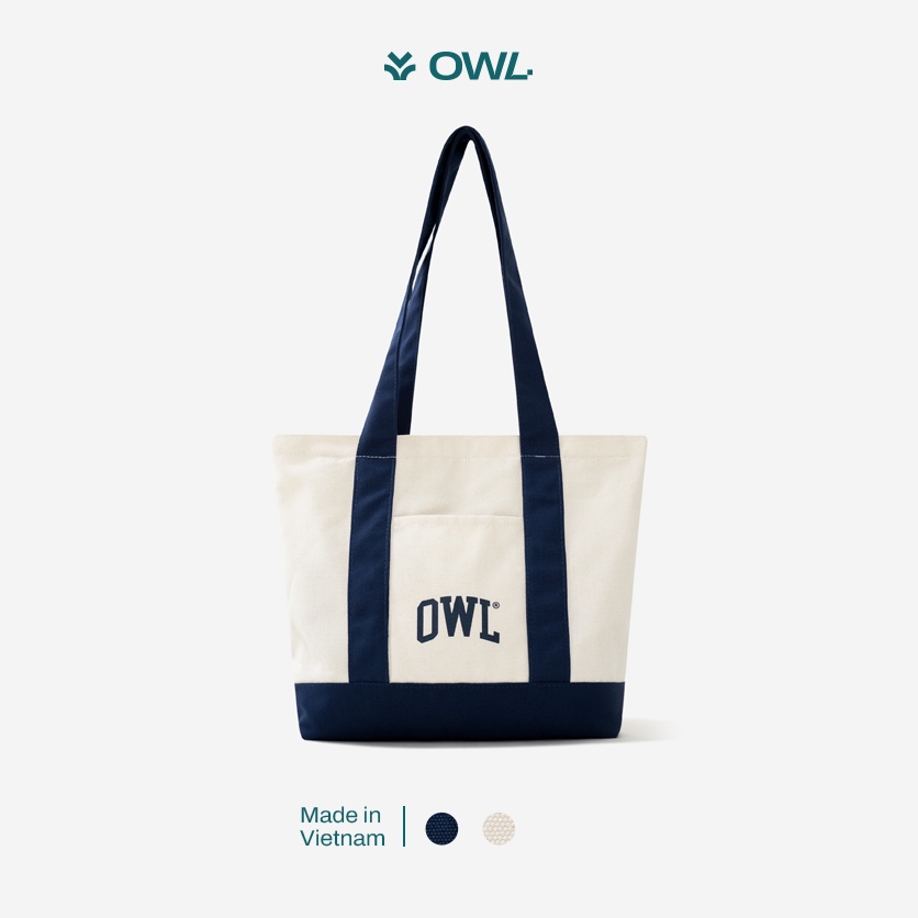 OWL BRAND® CANVAS TOTE BAG - Túi đeo vai Vải canvas / Trắng