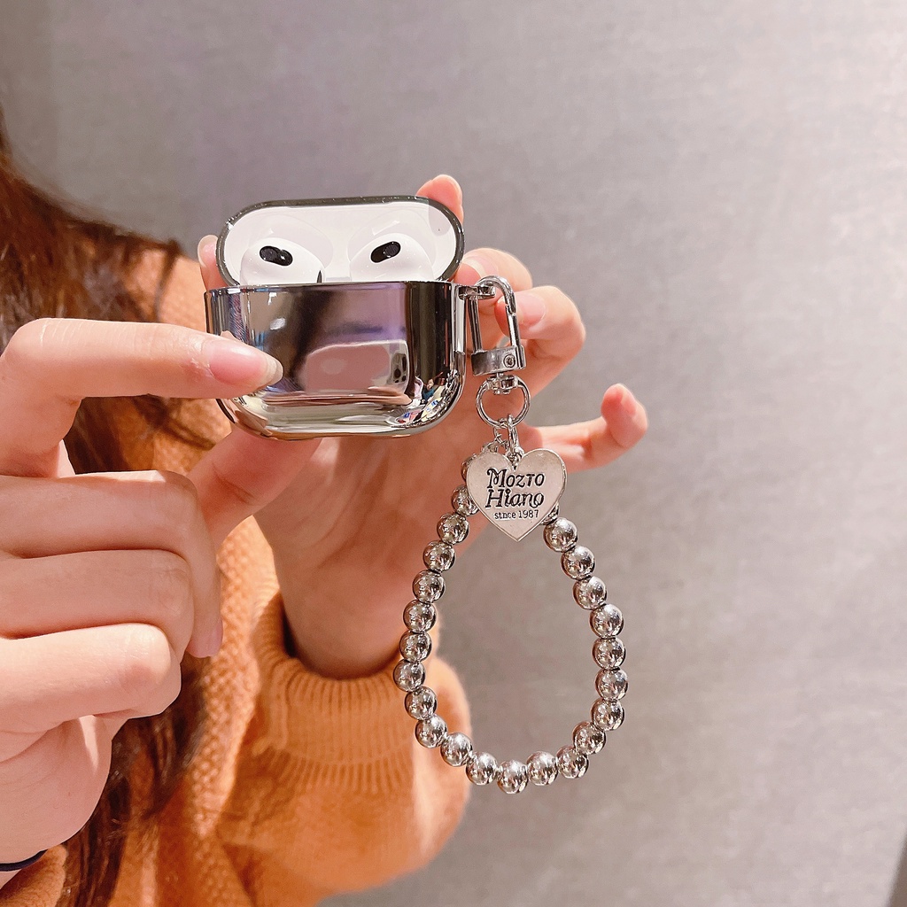 Vỏ Bảo Vệ Hộp Sạc Tai Nghe AirPods 1 2 pro 3 2021 gen3 Bằng PC Cứng Chống Rơi Mạ Điện Màu Bạc Đơn Giản