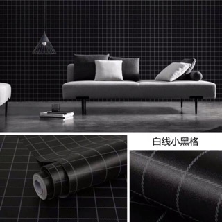 1 cuộn 10m giấy dán tường kẻ đen huyền bí