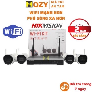 Bộ kit đầu ghi hình 4 camera ip wifi hikvision fullhd 1080p 2.0mpx bullet thân trụ không dây