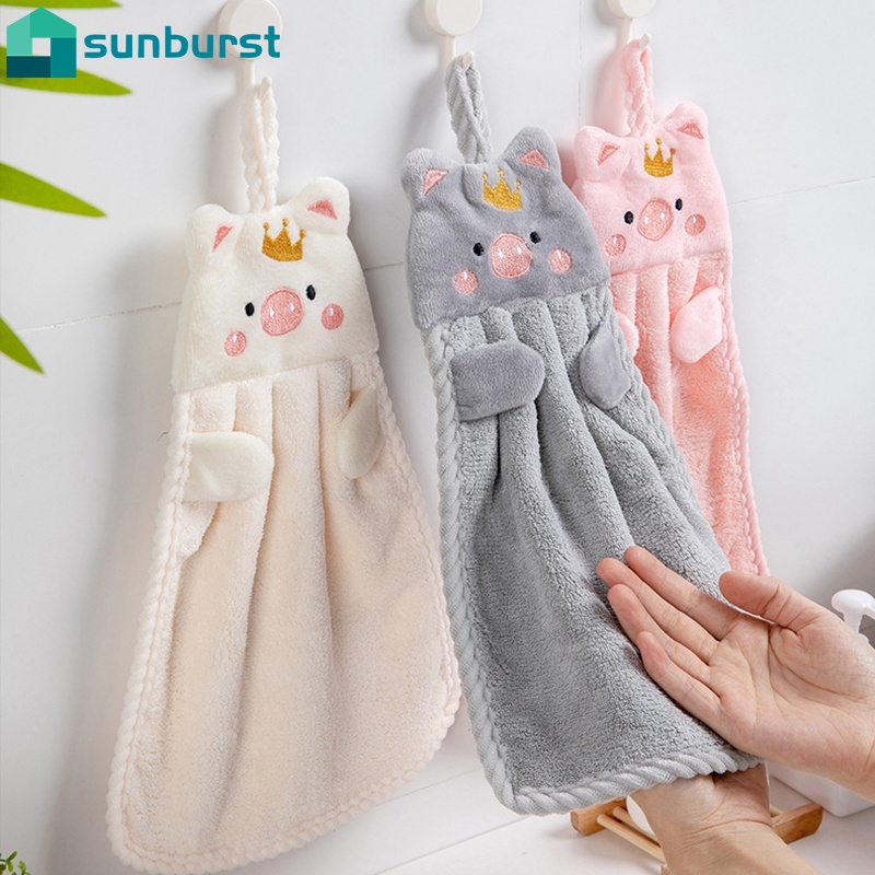 Khăn tay thấm nước mềm mại họa tiết chú heo hoạt hình dễ thương dành cho nhà ở