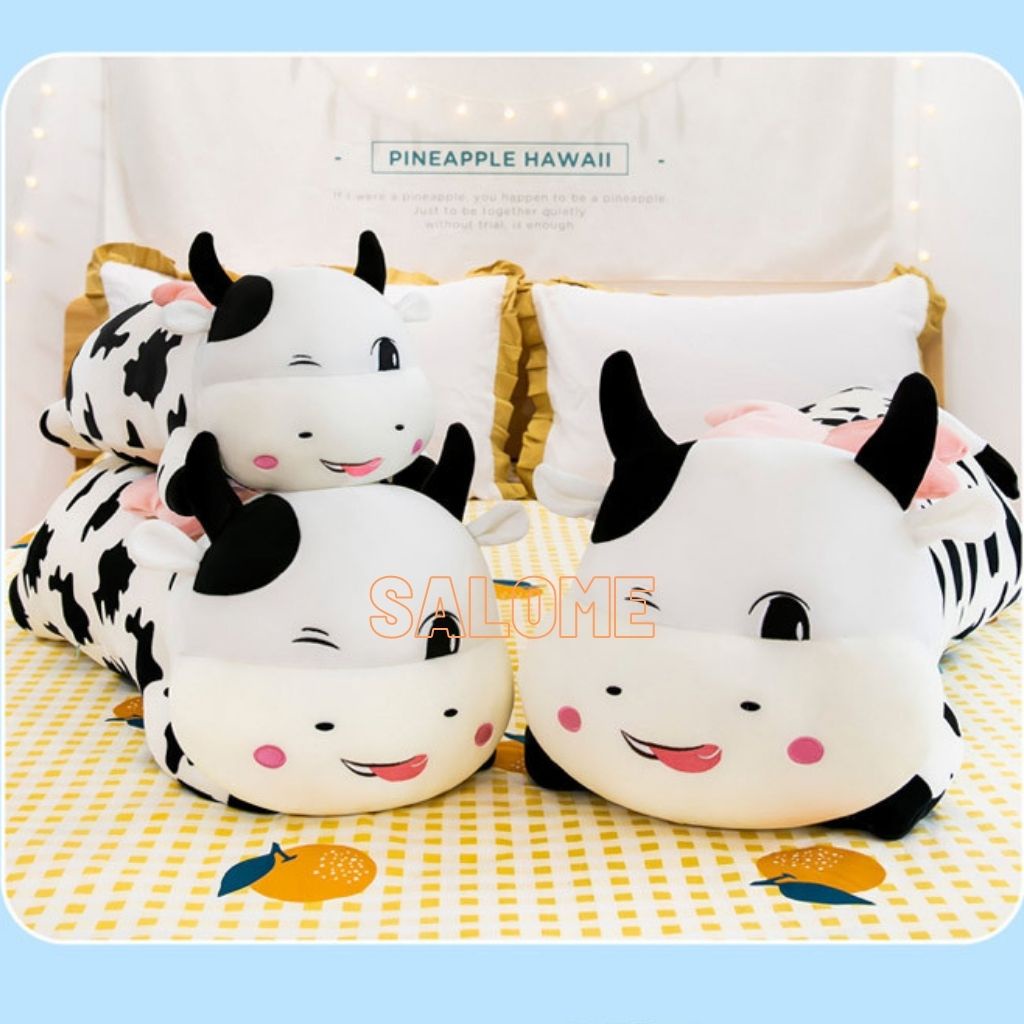 Gấu Bông Bò Sữa Cánh Tiên 1m2 tphcm, Bò sữa Cute Chất Liệu Vải Miniso Cao Cấp, Bò Sữa Nằm Nháy Mắt Salome